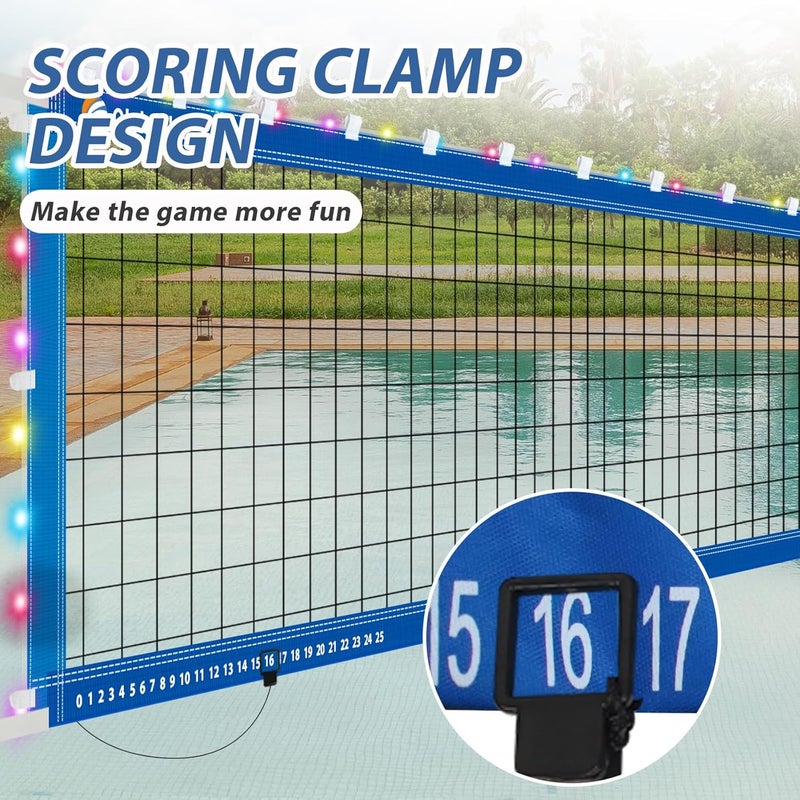 Olybeaka Reinforced Anti-UV Replacement Pool Volleyball Net Only with Scoring Clamps, 15 ft Net - Easy Set Up and Long Lasting - Image 3